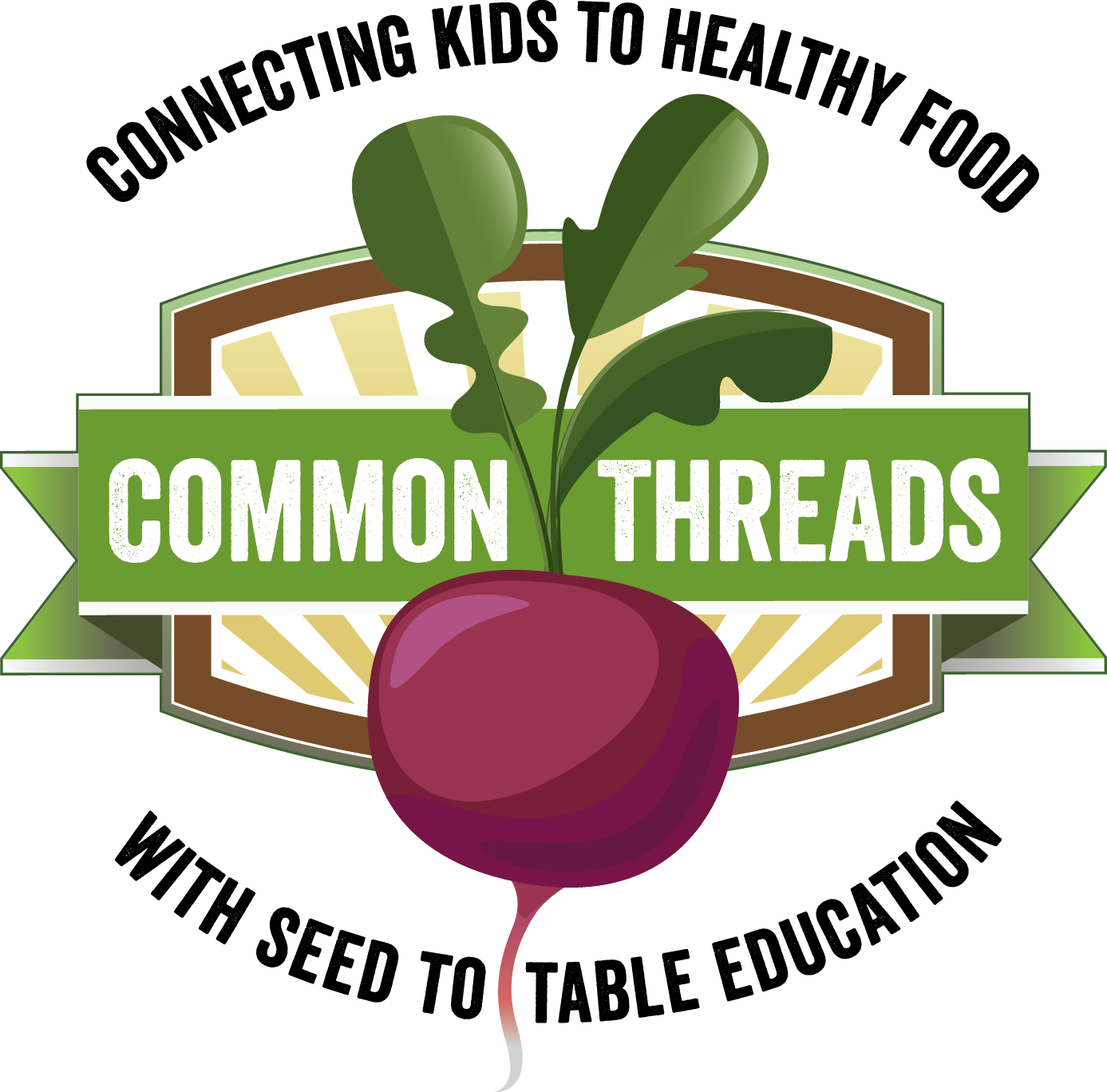 Commonn Threads' logo featuring a purple beet with text around it that says "Con